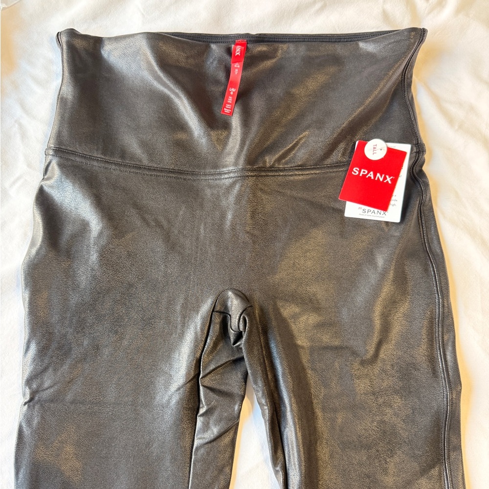 SPANX Faux Leather High-Waist Leggings - Black